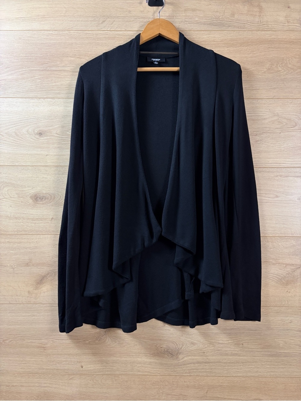 Premise Draped Open-Front Cardigan Sweater - Black XS